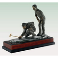 Cast Bronze Golf Partner Award w/ Rectangle Base (10.5")